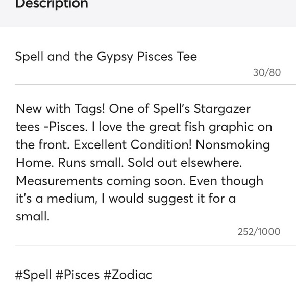 Spell Stargazer ‘Pisces’ Tee New with Tags - Picture 8 of 8